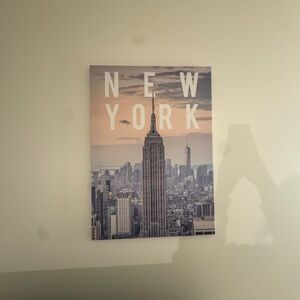 New York Skyline Wall Art in Soft Peach and Gray